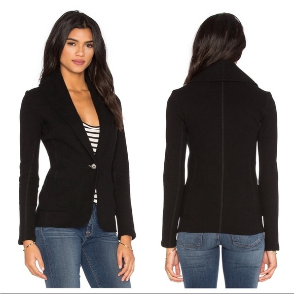 James Perse Black Knit Shawl Collar Cardigan Sweater Blazer French Terry Jacket - Picture 16 of 16